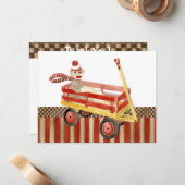 ソックモンキーレッドワゴン、ありがとうノートカード ノートカード (正面/裏面インサイチュ)