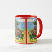 ソックモンキーレッドBIKINI、ビーチ漫画おもしろい マグカップ (正面右)