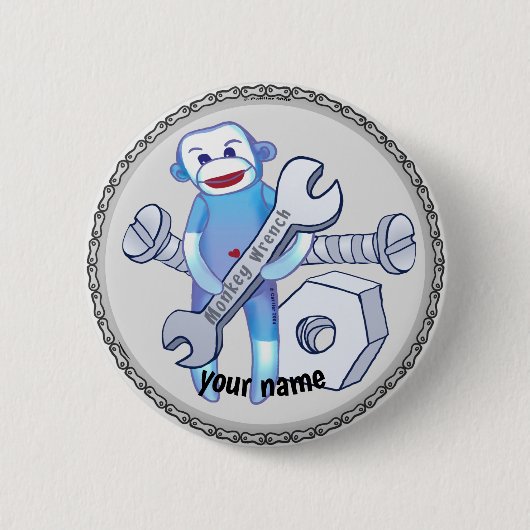 ソックモンキーレンチ整備士ピンボタン 缶バッジ (正面)