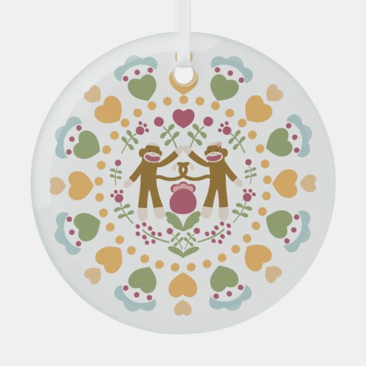 ソックモンキー愛好家のフォークガーデンオーナメント ガラスオーナメント (正面)