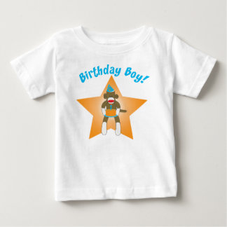 ソックモンキー誕生日ボーイ ベビーTシャツ
