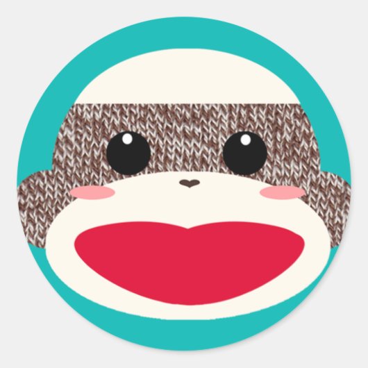 ソックモンキー顔シール ラウンドシール (正面)