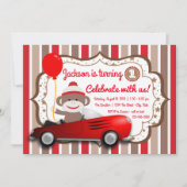 ソックモンキー1st誕生日パーティの招待状 招待状 (正面)