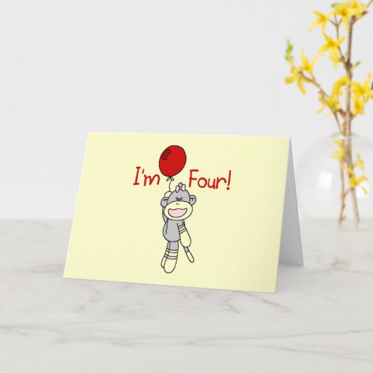 ソックモンキー4th誕生日Tシャツとギフト カード (黄色い花)