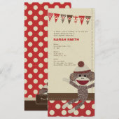 ソックモンキー ベビーシャワー招待状 招待状 (正面/裏面)