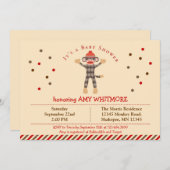 ソックモンキー ベビーシャワー 招待状 (正面/裏面)