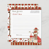 ソックモンキー、三輪車、男の子の赤ちゃんシャワーアドバイス (正面/裏面)