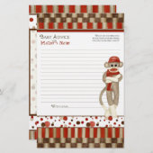 ソックモンキー、三輪車、男の子の赤ちゃんシャワーアドバイス (正面/裏面)