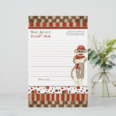 ソックモンキー、三輪車、男の子の赤ちゃんシャワーアドバイス (スタンド正面)