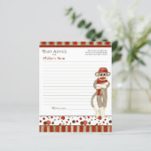 ソックモンキー、三輪車、男の子の赤ちゃんシャワーアドバイス (スタンド正面)