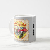 ソックモンキー 消防車 消防士 コーヒーマグカップ (正面左)