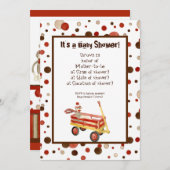 ソックモンキー 男の子 ベビーシャワー 招待状 (正面/裏面)