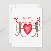 ソックモンキー「Be My Valentine」かわいいプレゼント シーズンポストカード (正面/裏面)