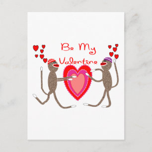 ソックモンキー「Be My Valentine」かわいいプレゼント シーズンポストカード