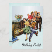 ソッパーソナライズされたクホップ誕生日パーティーレトロ 招待状 (正面/裏面)