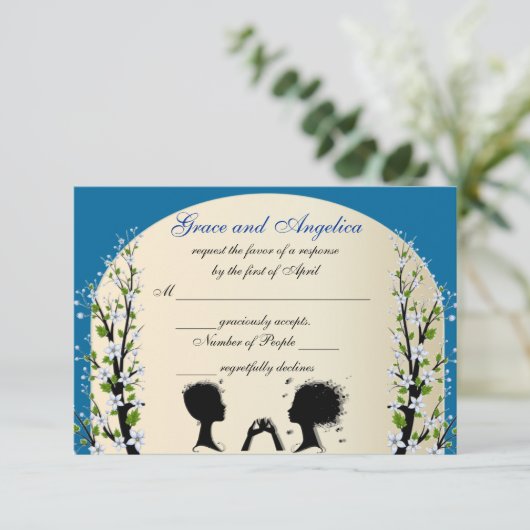 ソナタカスタムレズビアンウェディング出欠確認カード 招待状 (スタンド正面)