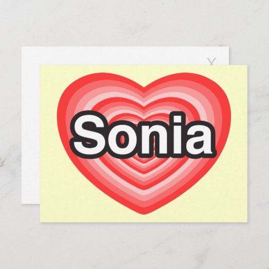 ソニアが大好き。ソニアが大好き。ハート ポストカード (正面/裏面)