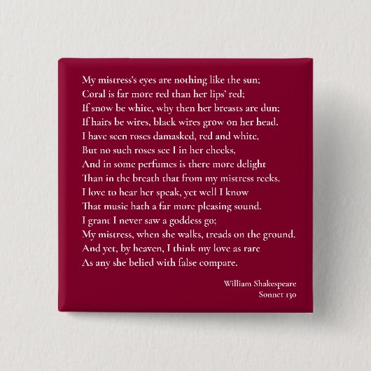 ソネット130愛人の目は〜とは違う 缶バッジ (正面)