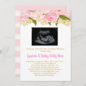 ソノグラムベビーシャワー招待状、ベビーガールシャワー 招待状 (正面/裏面)