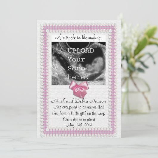 ソノグラム写真による妊娠の発表 案内状 (スタンド正面)