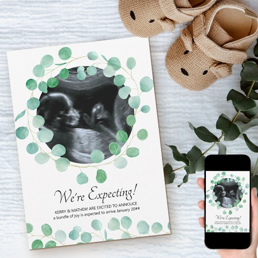 ソノグラム写真ユーカリ緑化妊娠 案内状