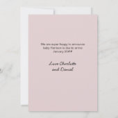 ソノグラム写真淡い色のピンク妊娠の発表 案内状 (裏面)