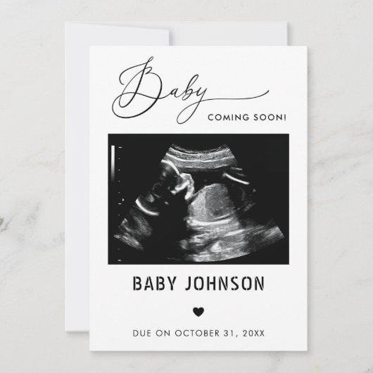ソノグラム来ベビーの早期妊娠の発表 招待状 (正面)