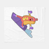 ソノボードとスノーボーダーとしてのホットドッグ フリースブランケット (正面(横))