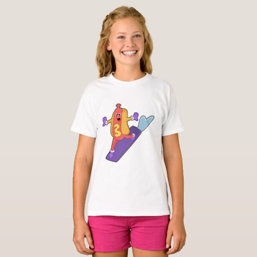 ソノボードとスノーボーダーとしてのホットドッグ Tシャツ (正面フル)