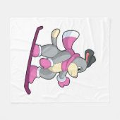 ソノボードとスノーボーダーとしての犬 フリースブランケット (正面(横))