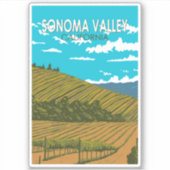 ソノマバレーカリフォルニアトラベルアートヴィンテージ シール (正面)
