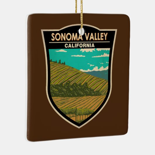 ソノマバレーカリフォルニアトラベルアートヴィンテージ セラミックオーナメント (右)