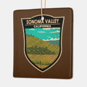 ソノマバレーカリフォルニアトラベルアートヴィンテージ セラミックオーナメント