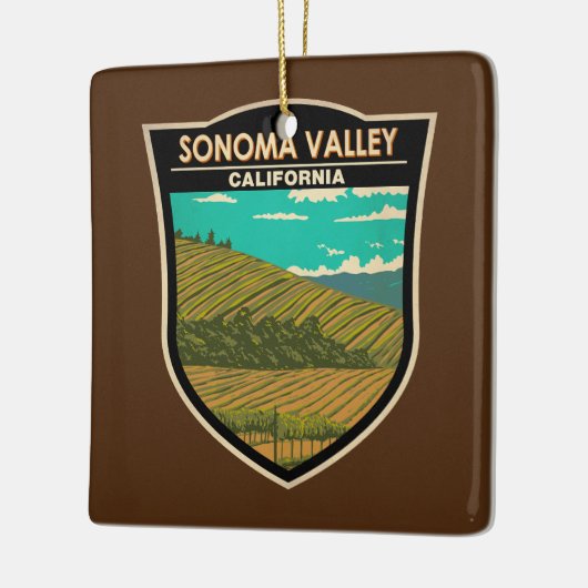 ソノマバレーカリフォルニアトラベルアートヴィンテージ セラミックオーナメント (左)