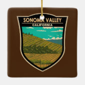 ソノマバレーカリフォルニアトラベルアートヴィンテージ セラミックオーナメント (裏面)