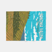 ソノマバレーカリフォルニアトラベルアートヴィンテージ フリースブランケット (正面(横))