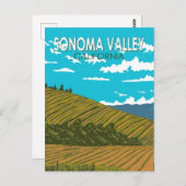 ソノマバレーカリフォルニアトラベルアートヴィンテージ ポストカード (正面/裏面)