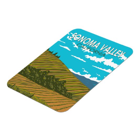 ソノマバレーカリフォルニアトラベルアートヴィンテージ マグネット (左側)