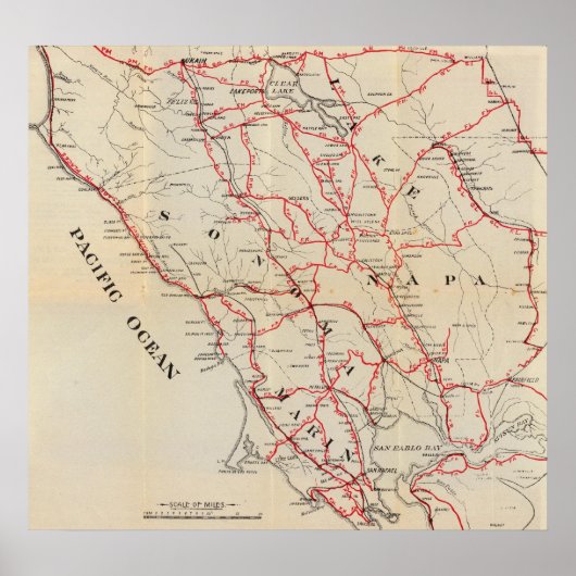 ソノマ、マリン、湖、ナパ郡 ポスター (正面)