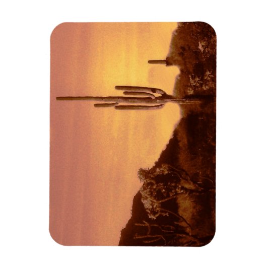 ソノラン砂漠の夕日 マグネット (縦)