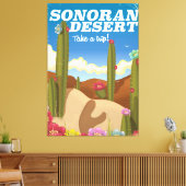 ソノラン砂漠サボテン漫画の旅行ポスター。 キャンバスプリント (インサイチュ (リビング))