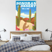 ソノラン砂漠サボテン漫画の旅行ポスター。 キャンバスプリント (インサイチュ (寝室))