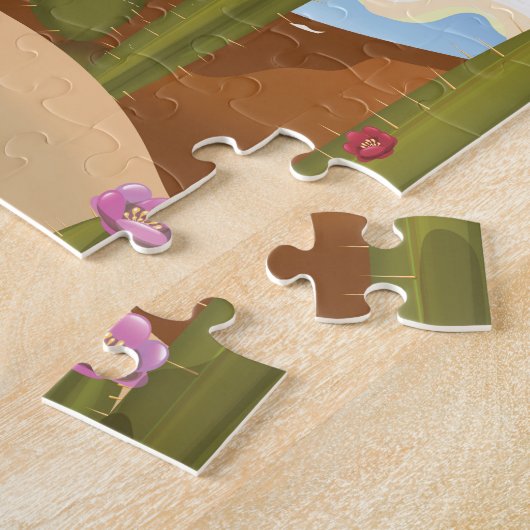 ソノラン砂漠サボテン漫画の旅行ポスター。 ジグソーパズル (側面)