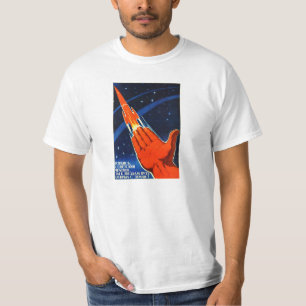 ソビエト宇宙のプロパガンダポスターワイシャツ Tシャツ