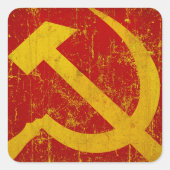 ソビエト社会主義共和国連邦ロシアのハンマー及び鎌のグランジなステッカー スクエアシール (正面)