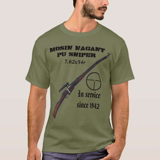ソビエト第2次世界大戦のMosin Nagantの狙撃兵のTシャツ! Tシャツ (正面)