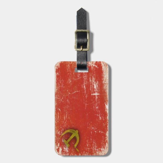 ソビエト連邦からの汚れた旗が付いている荷物のラベル ラゲッジタグ (正面縦)