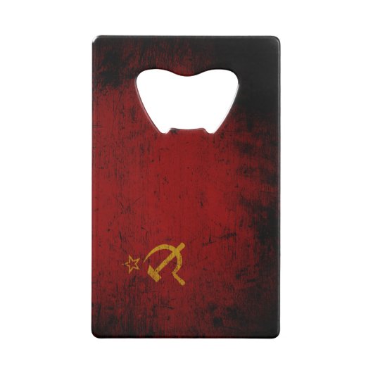 ソビエト連邦の黒くグランジな旗 クレジットカード栓抜き (裏面)