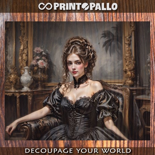 ソビクトリアンフエレガントァに黒いドレスを着た女性 薄葉紙