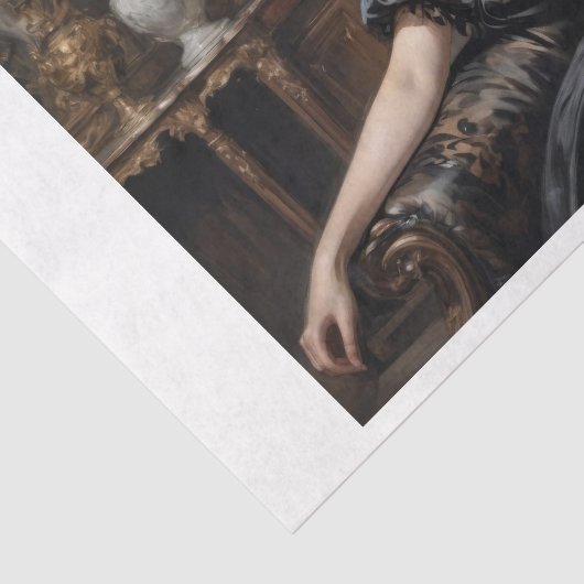 ソビクトリアンフエレガントァに黒いドレスを着た女性 薄葉紙 (詳細)